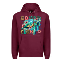 Burgundy go with the flow floral turtle Premium Hoodie - Jasminsmagicworld