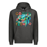Charcoal Heather go with the flow floral turtle Premium Hoodie - Jasminsmagicworld