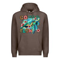 Coffee go with the flow floral turtle Premium Hoodie - Jasminsmagicworld