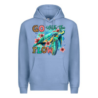 Colony Blue go with the flow floral turtle Premium Hoodie - Jasminsmagicworld