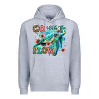Heather Grey go with the flow floral turtle Premium Hoodie - Jasminsmagicworld