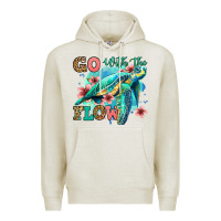 Oatmeal Heather go with the flow floral turtle Premium Hoodie - Jasminsmagicworld