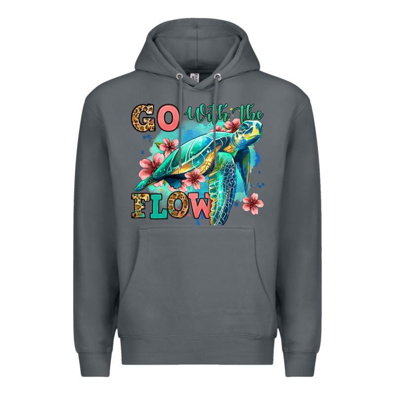 Go With The Flow Floral Turtle Premium Hoodie by Jasminsmagicworld | Teevron