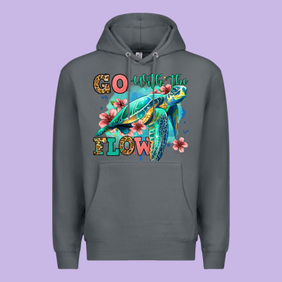 Go With The Flow Floral Turtle Premium Hoodie Designed By Jasminsmagicworld