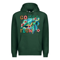 Sports Green go with the flow floral turtle Premium Hoodie - Jasminsmagicworld