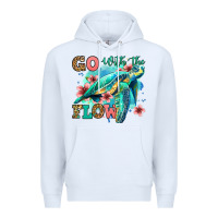 White go with the flow floral turtle Premium Hoodie - Jasminsmagicworld