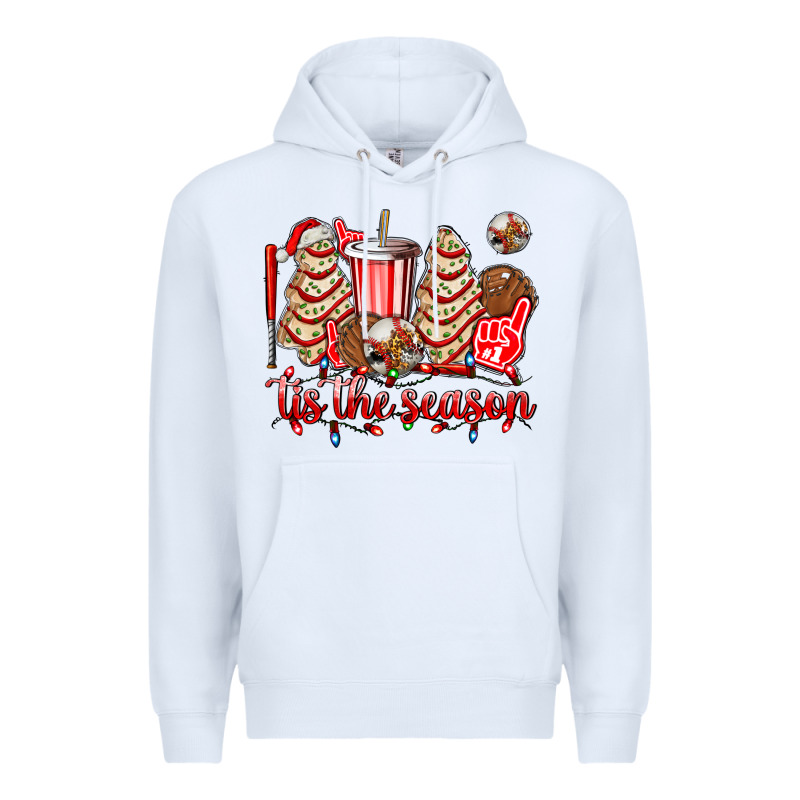 Tis The Season Christmas Tree  Cake Baseball Premium Hoodie by AdoDesignShop | Teevron