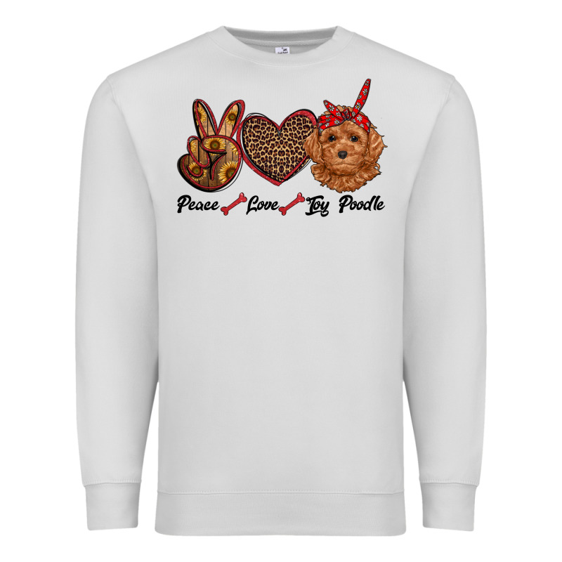 Peace Love Toy Poodle Premium Sweatshirt by RanaPortraitStore | Teevron
