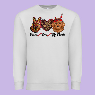 Peace Love Toy Poodle Premium Sweatshirt Designed By Ranaportraitstore