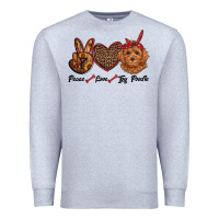 Heather Grey peace love toy poodle Premium Sweatshirt - RanaPortraitStore