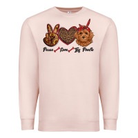 Pale Pink peace love toy poodle Premium Sweatshirt - RanaPortraitStore