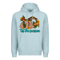 Blue Mist tis the seasin with christmas cake abd jesus Premium Hoodie - AdoDesignShop