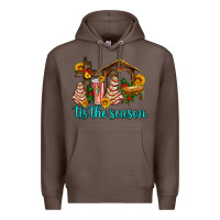 Coffee tis the seasin with christmas cake abd jesus Premium Hoodie - AdoDesignShop