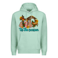 Seafoam tis the seasin with christmas cake abd jesus Premium Hoodie - AdoDesignShop