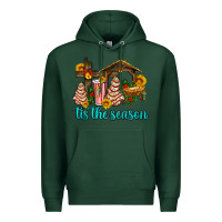 Sports Green tis the seasin with christmas cake abd jesus Premium Hoodie - AdoDesignShop