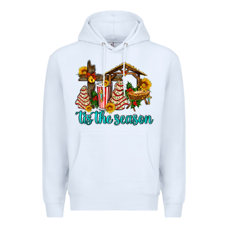 Tis The Seasin With Christmas Cake Abd Jesus Premium Hoodie by AdoDesignShop | Teevron