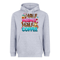 Heather Grey half mama half coffee Heavyweight Hoodie - Zillion Design Studio