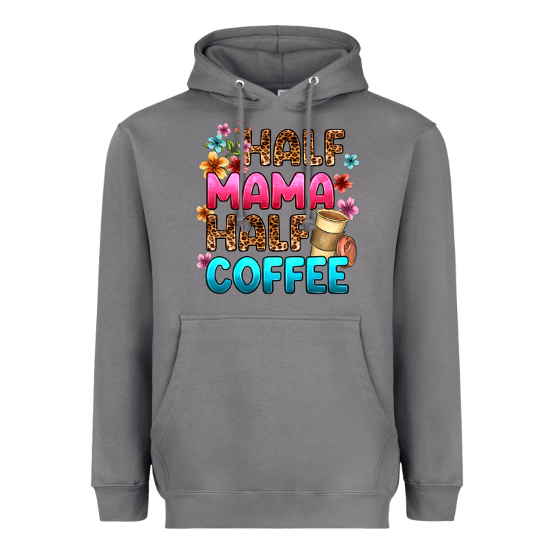 Half Mama Half Coffee Heavyweight Hoodie by Zillion Design Studio | Teevron