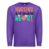 Purple nursing is a work of heart Premium Sweatshirt - texasbilliewilder