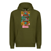 Army Green raised 90's country guitar cactus sunflower's 12 oz can cooler  (slim) Premium Hoodie - Artiststas