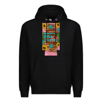 Black raised 90's country guitar cactus sunflower's 12 oz can cooler  (slim) Premium Hoodie - Artiststas