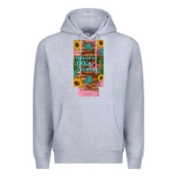 Heather Grey raised 90's country guitar cactus sunflower's 12 oz can cooler  (slim) Premium Hoodie - Artiststas