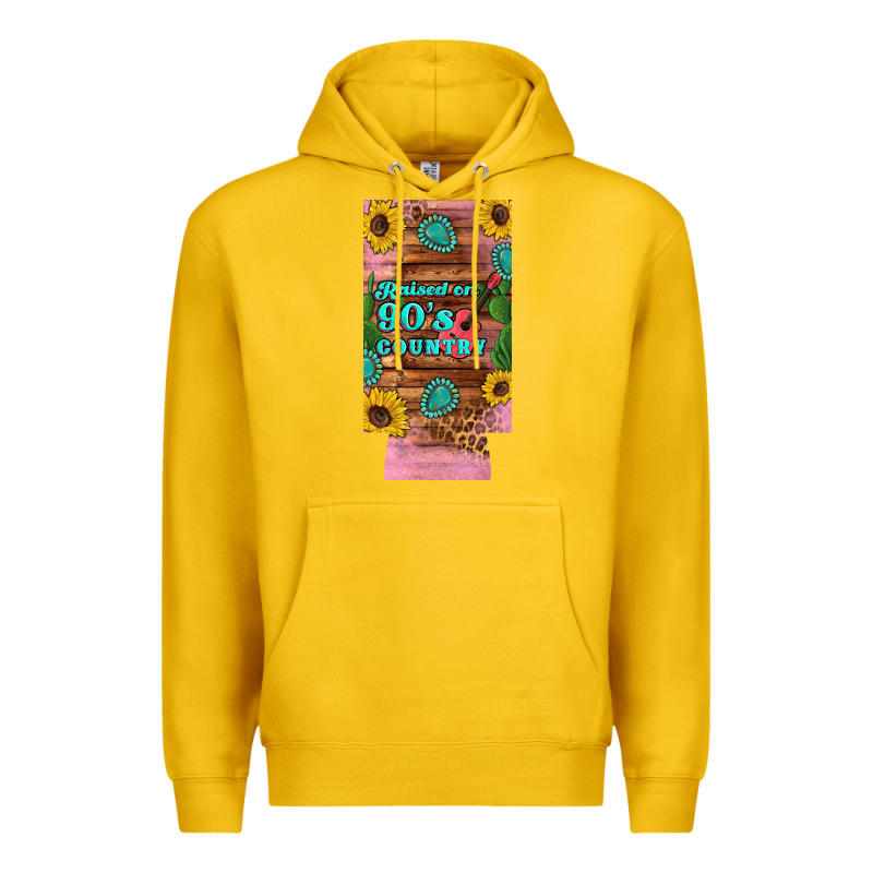 Raised 90's Country Guitar Cactus Sunflower's 12 Oz Can Cooler  (slim) Premium Hoodie by Artiststas | Teevron
