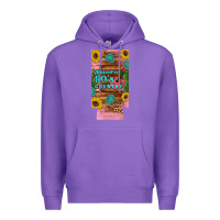 Purple raised 90's country guitar cactus sunflower's 12 oz can cooler  (slim) Premium Hoodie - Artiststas