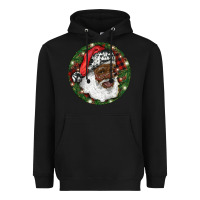 Black African American Santa Christmas Heavyweight Hoodie - RanaPortraitStore