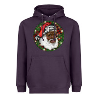 Plum African American Santa Christmas Heavyweight Hoodie - RanaPortraitStore