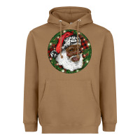 Toasted Coconut African American Santa Christmas Heavyweight Hoodie - RanaPortraitStore