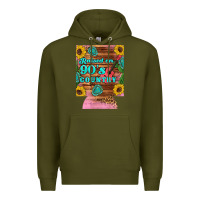 Army Green raised 90's country guitar cactus sunflower's 12 oz can cooler (regula Premium Hoodie - Artiststas