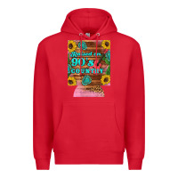 Red raised 90's country guitar cactus sunflower's 12 oz can cooler (regula Premium Hoodie - Artiststas