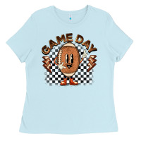 Baby Blue game day football Ladies Tee - BarkalooDesign