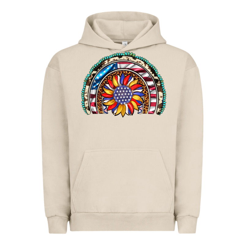 Sunflower American Flag Leopard Gemstone Cowhide Rainbow Urban Hoodie by Artiststas | Teevron