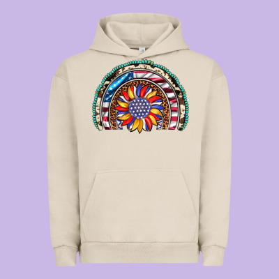 Sunflower American Flag Leopard Gemstone Cowhide Rainbow Urban Hoodie Designed By Artiststas