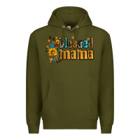 Army Green blessed mama Premium Hoodie - AdoDesignShop