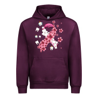 Mauve Wine teeth and flower cancer ribbon Urban Hoodie - AdoDesignShop