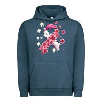 Pigment Midnight Navy teeth and flower cancer ribbon Urban Hoodie - AdoDesignShop