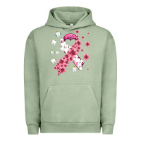 Pigment Oil Green teeth and flower cancer ribbon Urban Hoodie - AdoDesignShop