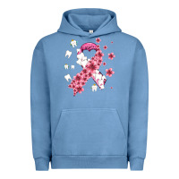 Pigment Pebble Blue teeth and flower cancer ribbon Urban Hoodie - AdoDesignShop
