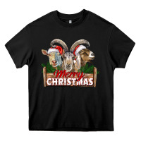 Black Merry Christmas Goats Heavy Core Tee - LillyAllenDesigns
