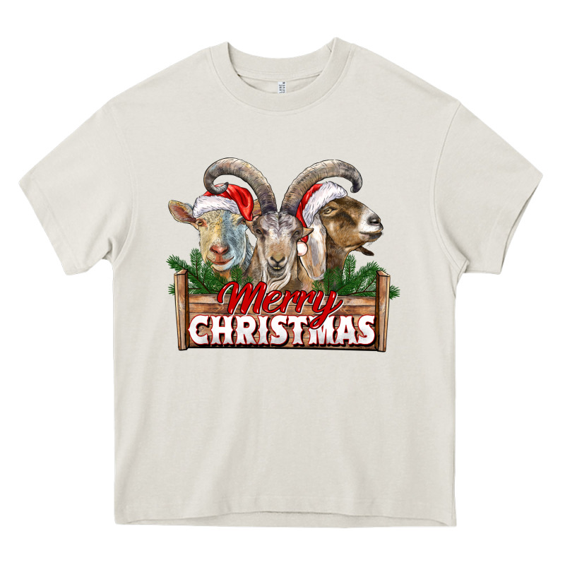 Merry Christmas Goats Heavy Core Tee by LillyAllenDesigns | Teevron
