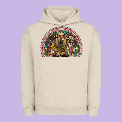 Soldier Boots Camouflage Leopard Gemstone Rainbow Urban Hoodie Designed By Artiststas