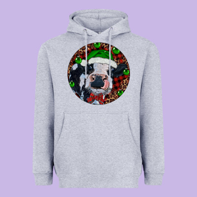 Heavyweight Hoodie Baby Cow Christmas