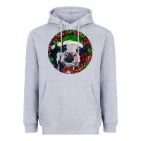 Heather Grey Baby Cow Christmas Heavyweight Hoodie - RanaPortraitStore