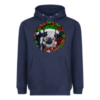 Navy Baby Cow Christmas Heavyweight Hoodie - RanaPortraitStore