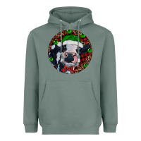 Sage Baby Cow Christmas Heavyweight Hoodie - RanaPortraitStore