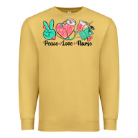 Antique Gold peace love nurse Premium Sweatshirt - texasbilliewilder