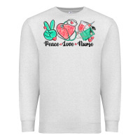 Oatmeal Heather peace love nurse Premium Sweatshirt - texasbilliewilder